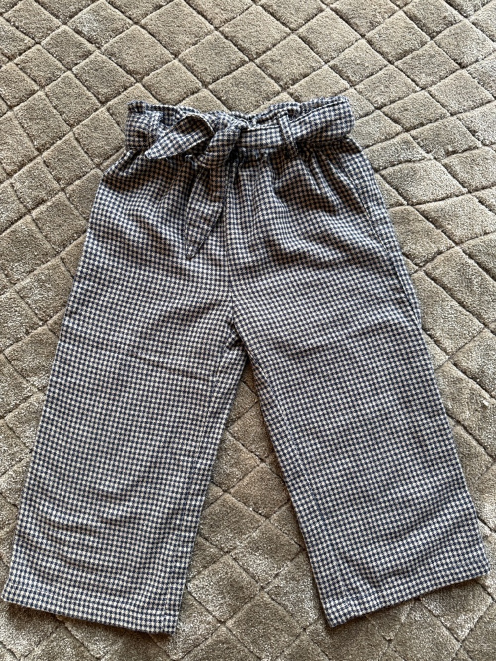 Zara Black & White Gingham Paperbag Waist Pants